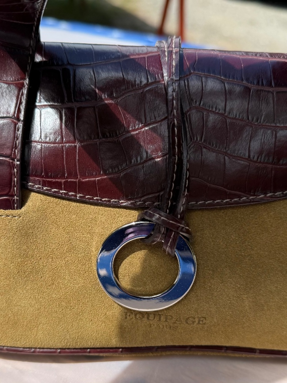 NEW VINTAGE EQUIPAGE SUEDE & LEATHER HANDBAG DESIGNED  IN FRANCE